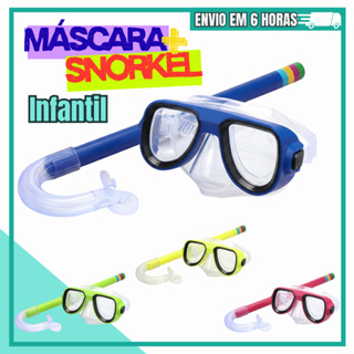 Kit Máscara de Mergulho e Snorkel Infantil em PVC e Policarbonato – Ajustável e Seguro em Oferta na Shopee