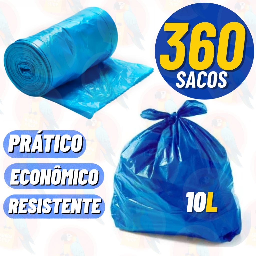 Saco de Lixo Azul 10L Reforçado – 90/180/360 Unidades Resistente, Não Rasga, Ideal p/ Banheiro e Cozinha | Envio Rápido