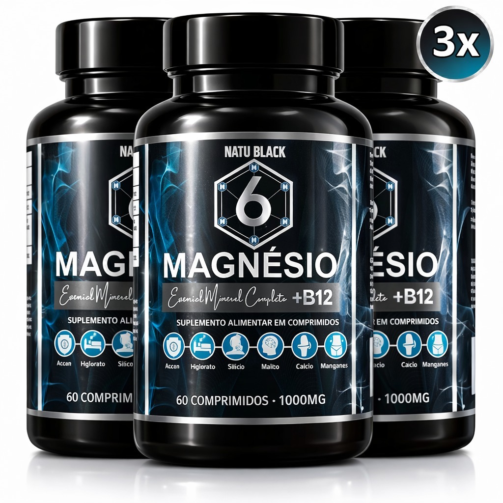 06 Magnésio + VITAMINA B12 METILCOBALAMINA Ascorbato Bisglicinato Citrato Malato Óxido Taurato