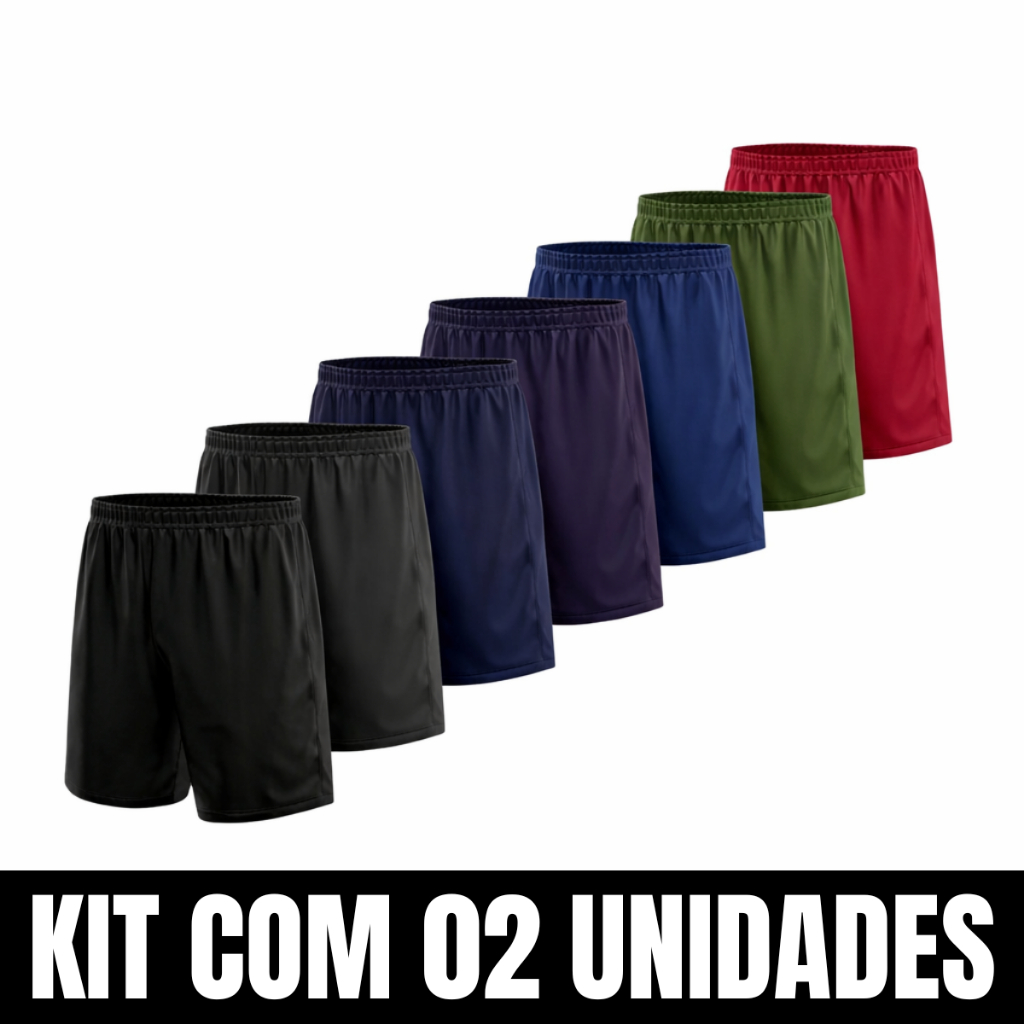 Kit 2 Bermuda Masculina Short Calção Futebol Academia Praia Caminhada Lazer Cores Sortidas