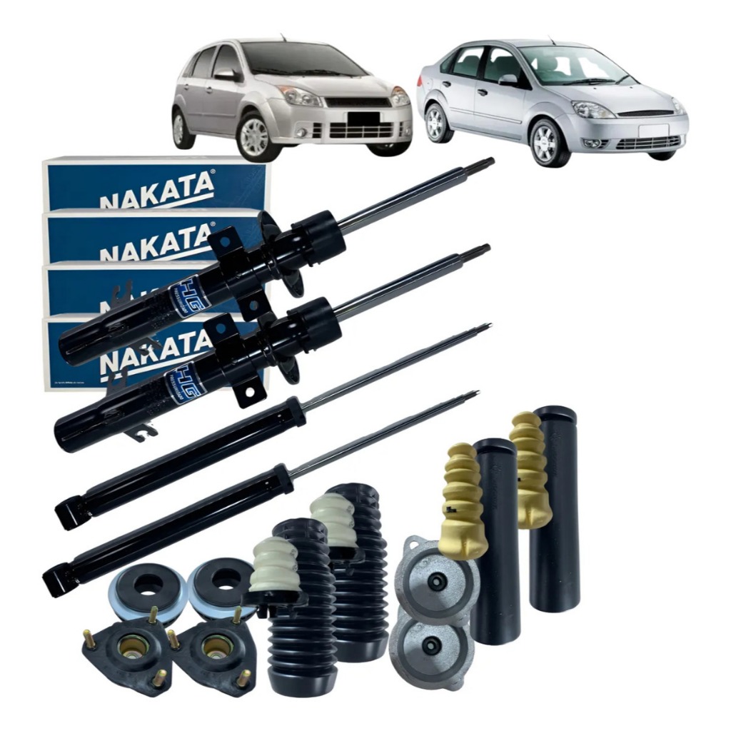 Jogo 4 Amortecedor Nakata + Kit Batentes Fiesta 2002 2003 2004 2005 2006 ate 2012 Motor Zetec Rocam em Oferta na Shopee