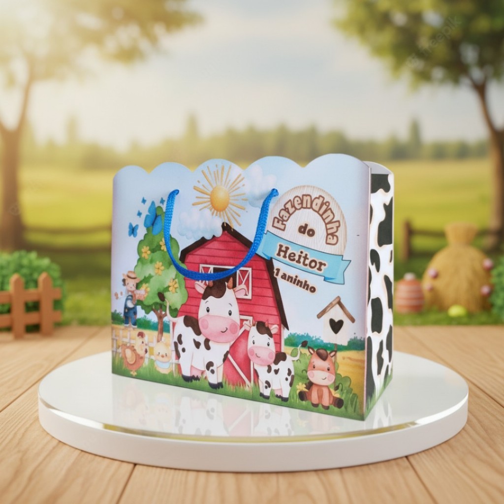 10 Sacolinhas Personalizadas Festa Fazendinha Menino em Oferta na Shopee