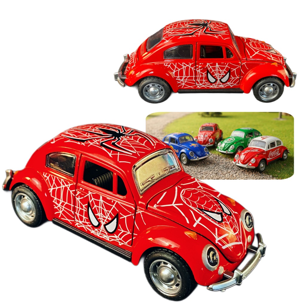 Fusca de Metal Homem Aranha Escala 1:32 Abre Portas Com Fricção e Rodas de Borracha em Oferta na Shopee