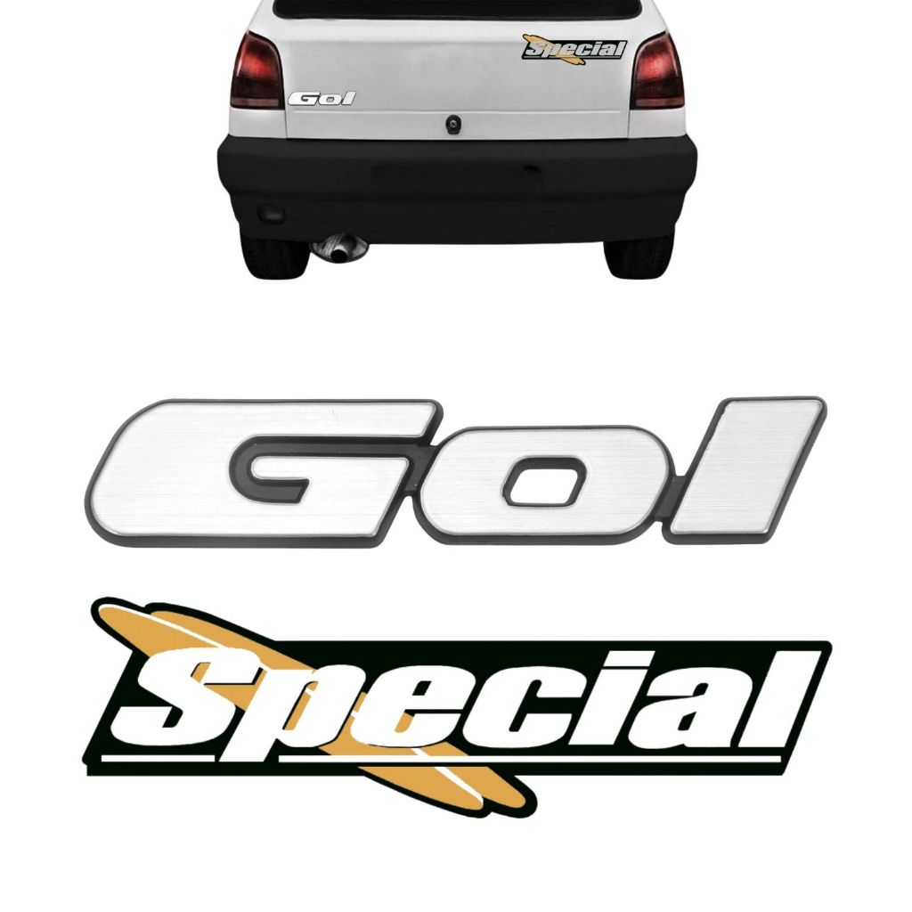 Kit Emblema escrita GOL SPECIAL do Gol 1996 a 1999 - 2 pc em Oferta na Shopee