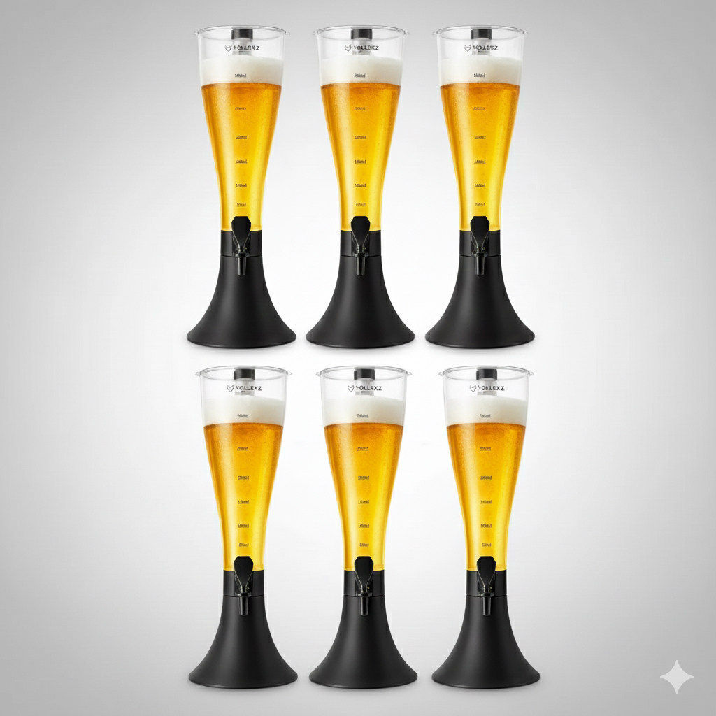 Kit 6 Torres Chopp 2,5/3 Litros Tulipa Vollekz com Refil Congelante de Aço Inox - Vollekz em Oferta na Shopee