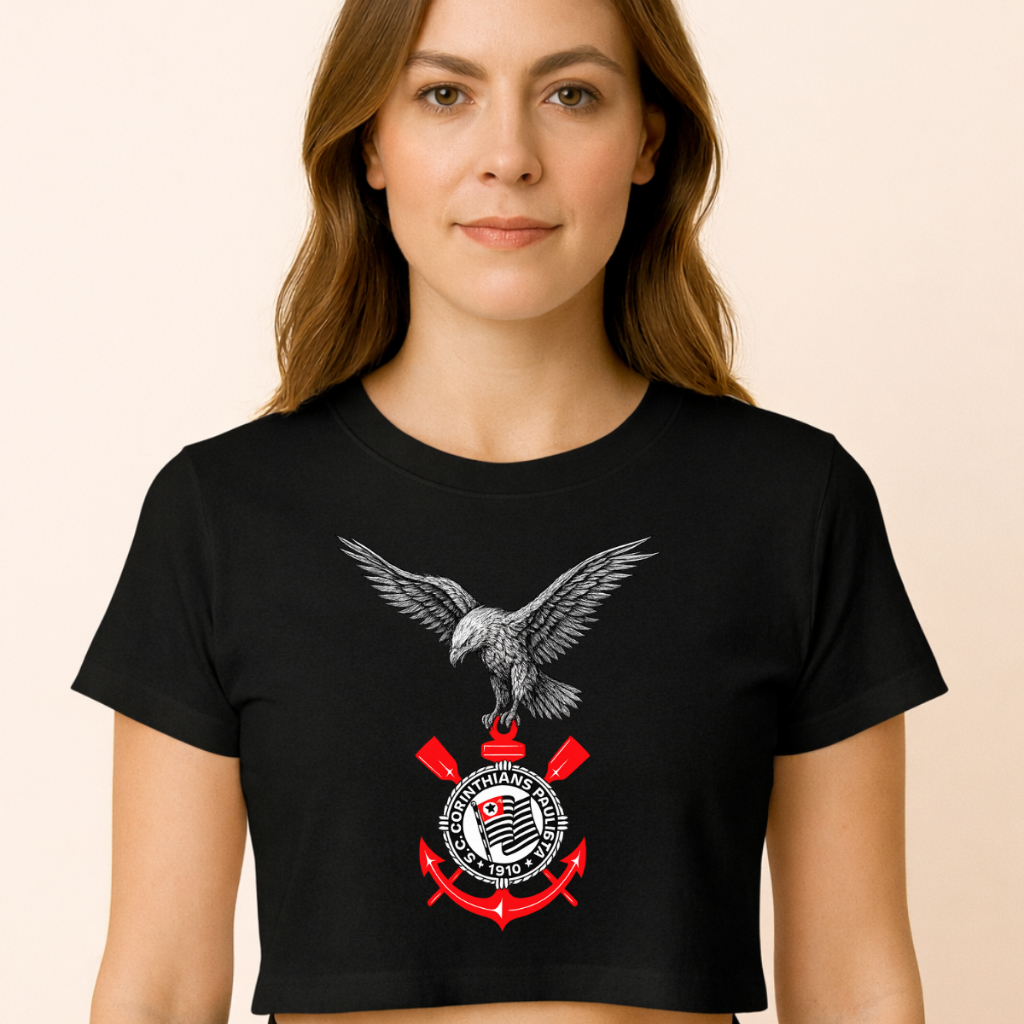 camiseta cropped estampada Corinthians oferta estilosa treino feminina em Oferta na Shopee