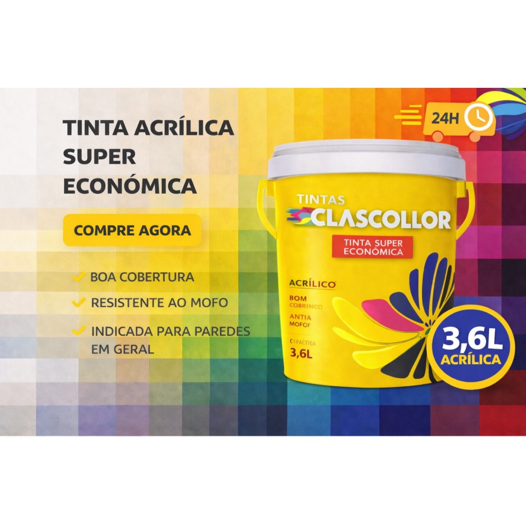 Tinta Acrilica Parede Nova 3,6l antimofo rende muito branco neve 42 cores diferentes