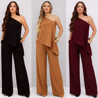Conjunto Feminino Uma Alça Social Duna Elegante Blusa Nula Manga e Calça Pantalona Alfaiataria Mula Manca Moda Promoção em Oferta na Shopee