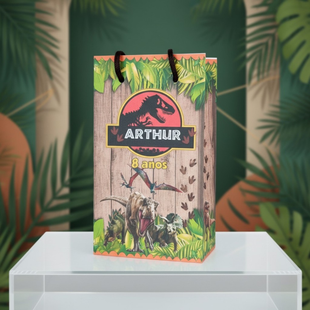 10 Sacolinhas Personalizadas JURASSIC PARK