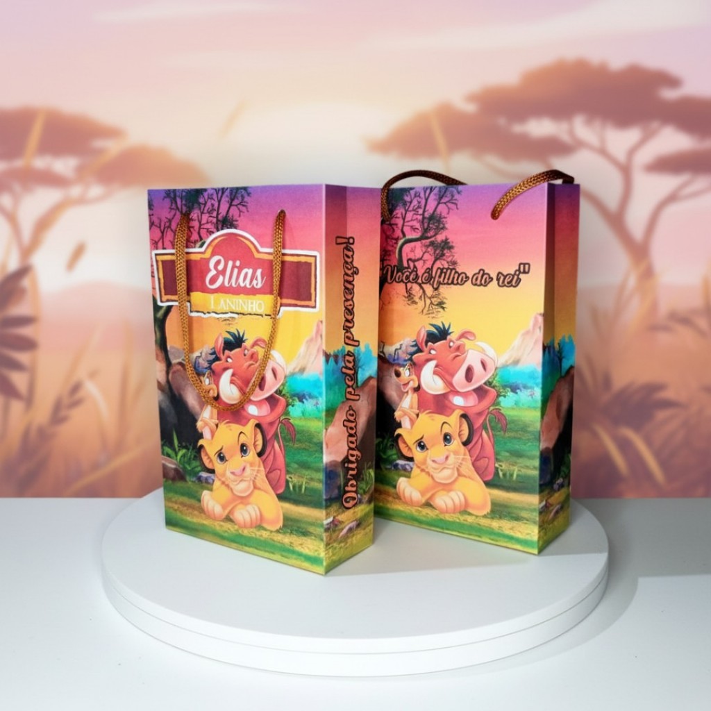 10 Sacolinhas Personalizadas Festa REI LEÃO em Oferta na Shopee