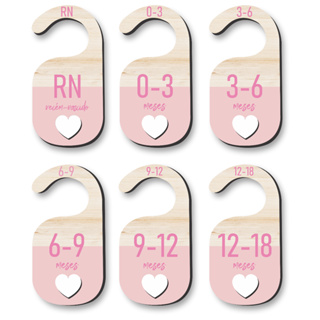 Separador de Cabide Bebê Coração Vazado Rosa MDF | Organização RN a 18 Meses | Closet Infantil em Oferta na Shopee