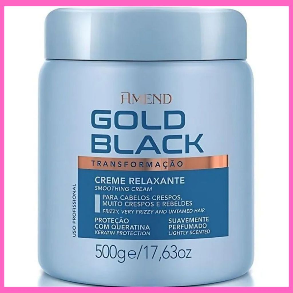 Creme Relaxante Amend Cosmetics Gold Black Cabelos Crespos E Rebeldes 500G em Oferta na Shopee