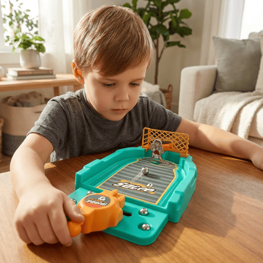 Mini Jogo Futebol de Mesa Infantil Duelo de Pênaltis Arena Fut League Interativo para 2 Jogadores