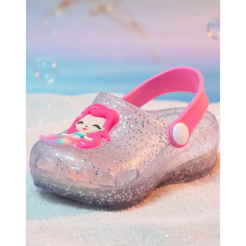 Detalhes do Babuche infantil sereia infantil gliter calçados bebê sandália menina antiderrapante Juju Shoes