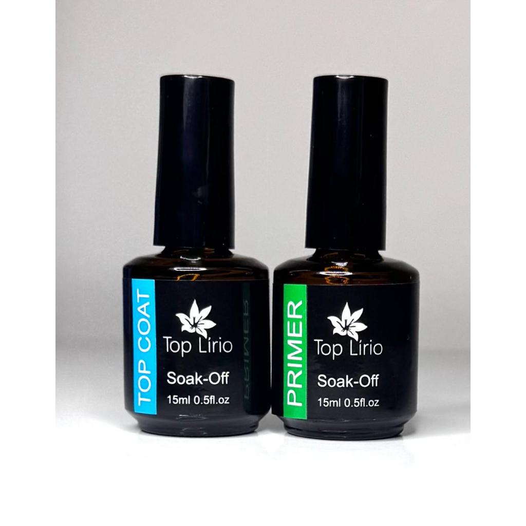 Top Coat E Prime Base Selante Lirio Soak Off 12ml Para Unhas Em Gel Unhas Profissional