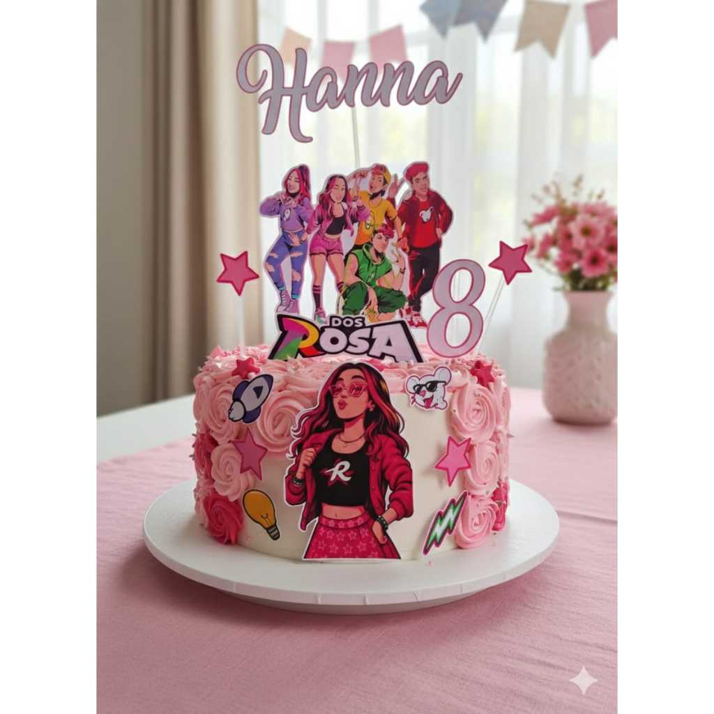 Envio rapido - Topo de bolo 2d / Tema Clube dos Rosa/ Emilly vick / topo de papel pra bolo/ topo personalizado em Oferta na Shopee