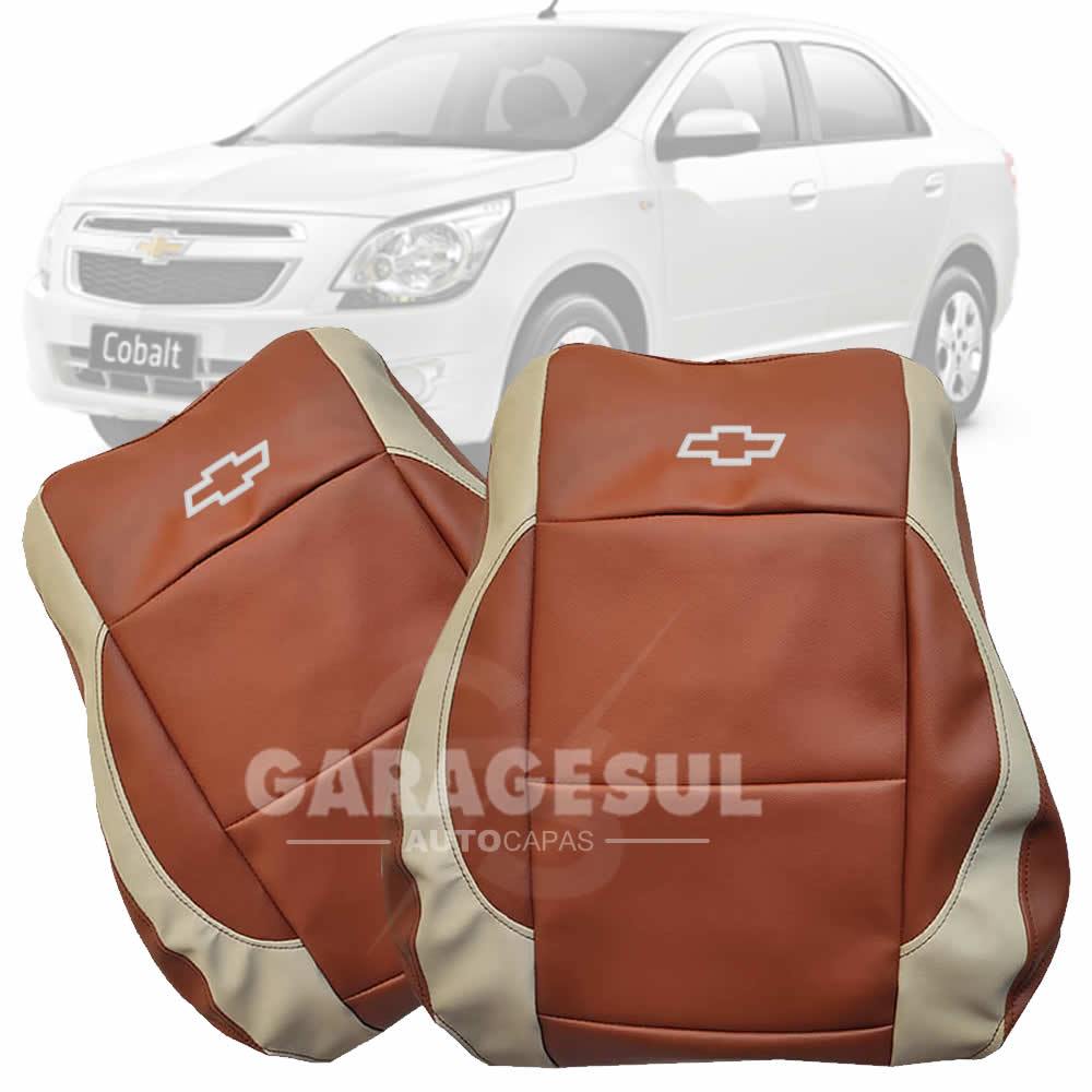 Capas de Bancos Automotivo Em Couro Terracota e Creme Sob Medida Sport Chevrolet Cobalt 2012 a 2020