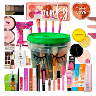 Kit Balde De Maquiagem Batom Paleta De Sombra Acessórios em Oferta na Shopee