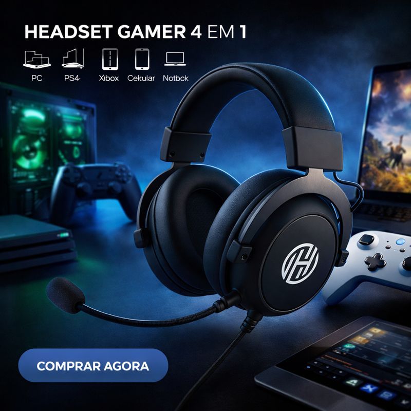 Headset gamer profissional P3 Com adaptador P2 fone Gamer PC, PS4 XBOX Celutar SALDO LER A DESCRIÇÃO em Oferta na Shopee