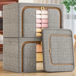 Caixa Organizadora Roupas Brinquedos Lençol Edredom Guarda Roupa Dobrável Visor Transparente