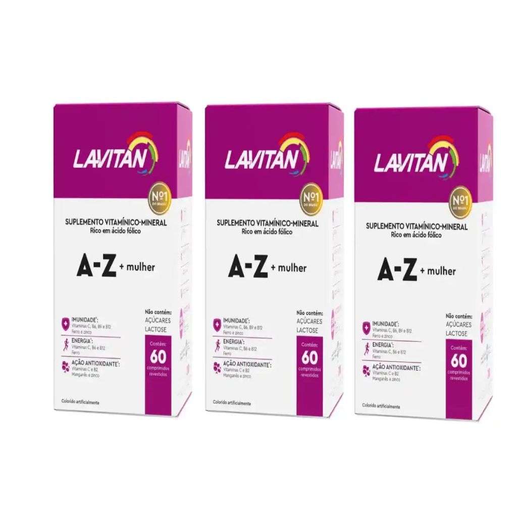 Kit 03 Lavitan A-z Mulher - Polivitamínico 60 Comprimidos