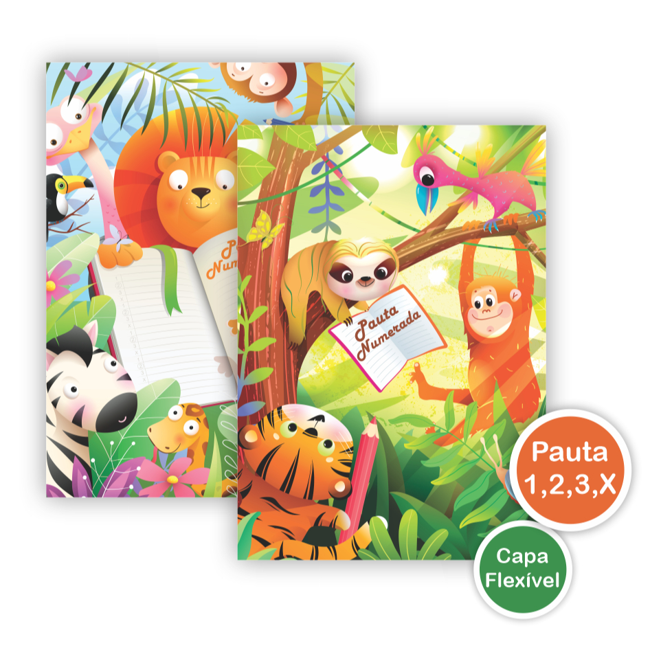 Caderno Brochura Pauta Numerada 1-2-3-X 40 páginas para Alfabetização Caligrafia Coordenação Motora