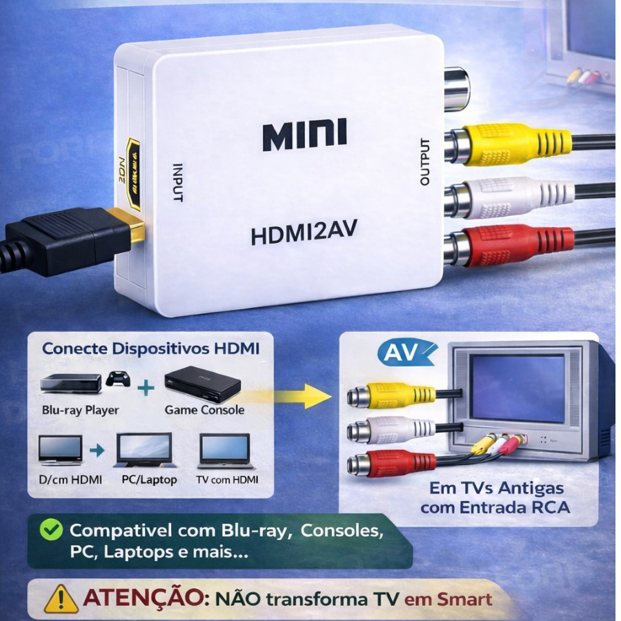 Adaptador HDMI Para AV 1080P Mini Conversor De Vídeo RCA em Oferta na Shopee