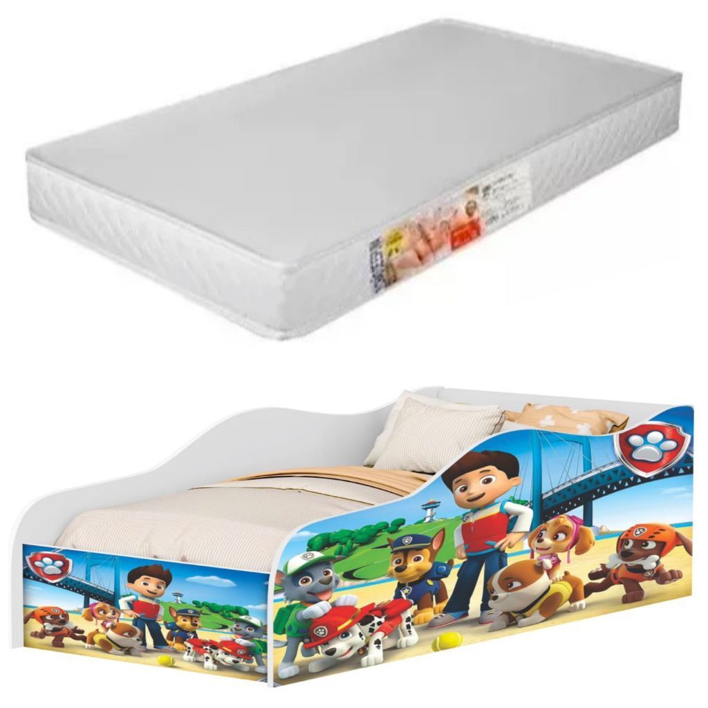 Cama Carro Infantil Junenil Menino Azul Vermelho McQueen Com Colchão — imagem 2 de 2