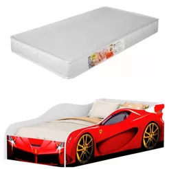 Cama Carro Infantil Junenil Menino Azul Vermelho McQueen Com Colchão