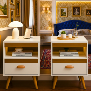 Kit 2 Mesa De Cabeceira Para Quarto Retrô Com Gaveta E Com Pés Criado Mudo Mesinha de Canto de Cama em Oferta na Shopee
