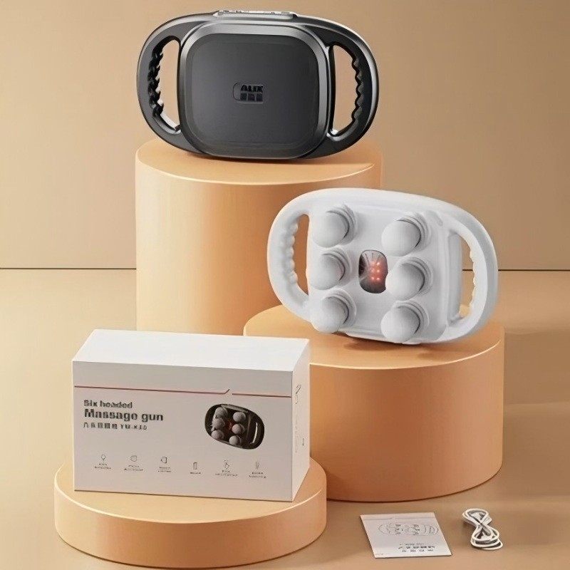 NOVO Massageador com 6 cabeças Pistola de Massagem Elétrica Massageador de Tecidos Profundos