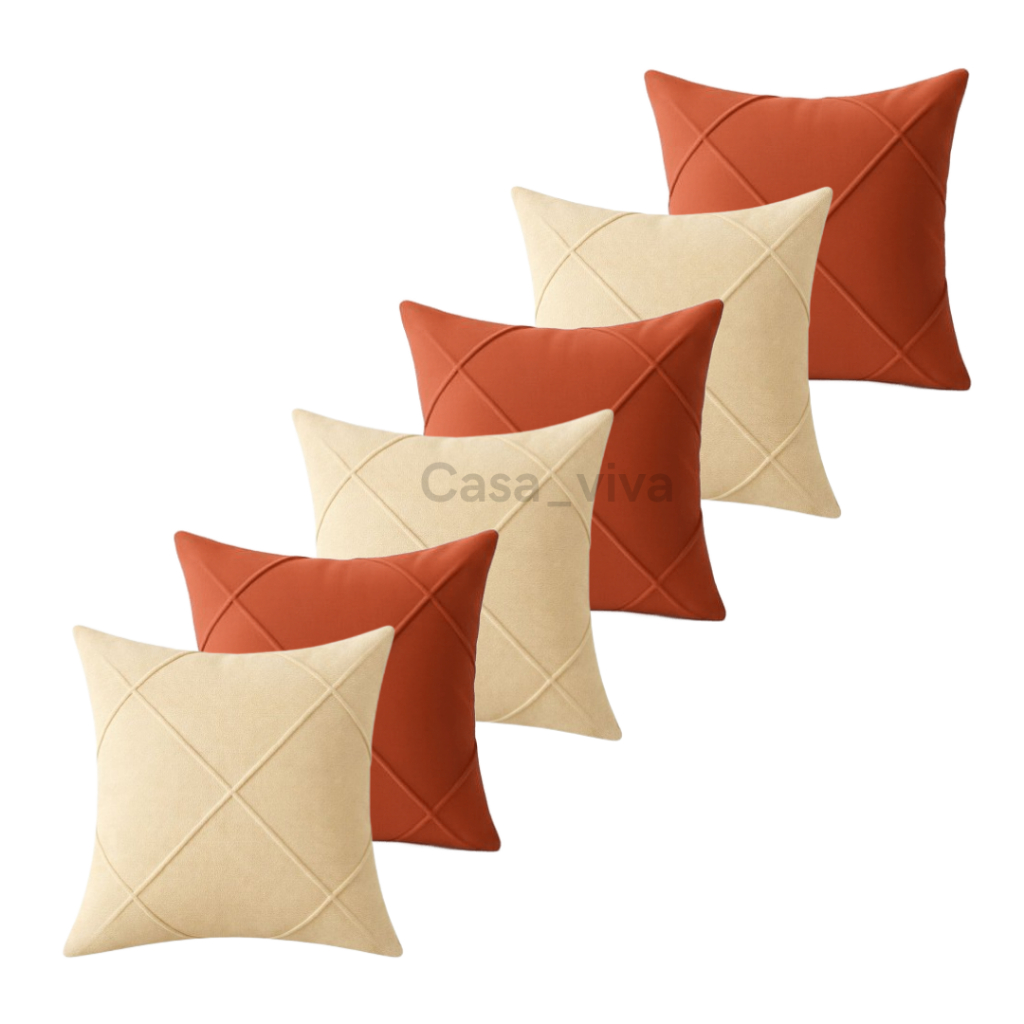 Kit 6 Capas de Almofada Suede Drapeadas 45x45 com Zíper Invisível – Acabamento Premium em Oferta na Shopee