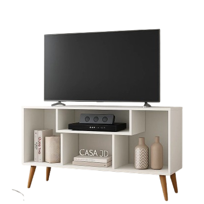 Rack para Tv Rack para Sala 43 polegadas para Com Pes Retro Zara - Branco