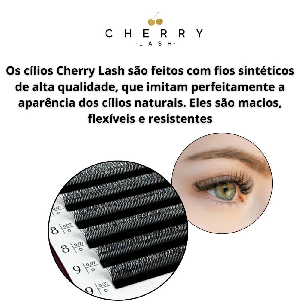 Cílios 5D Cherry Extensão Fio Curvatura D 0.07 Mix 7 a 12mm Profissional · foto 2