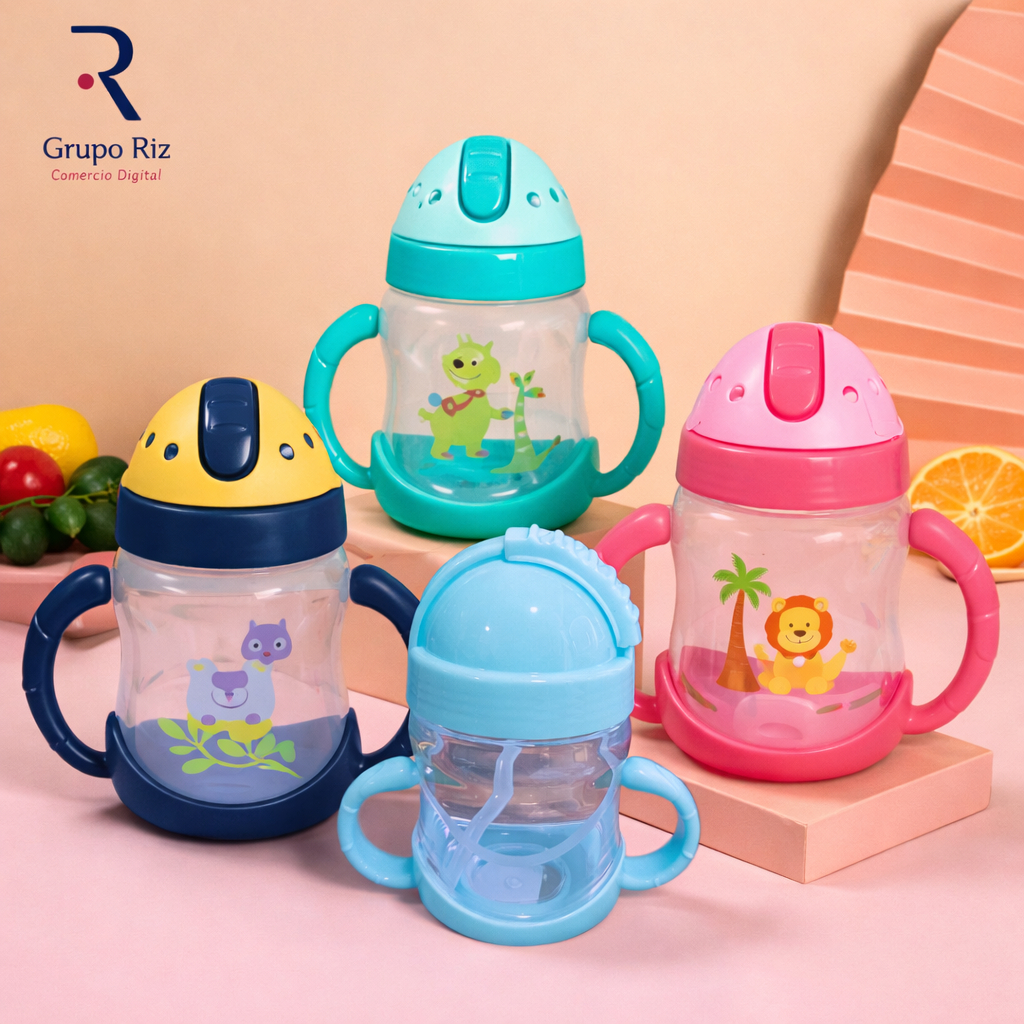 Copo de Aprendizado Infantil 250ml com Canudo Silicone BPA Free
