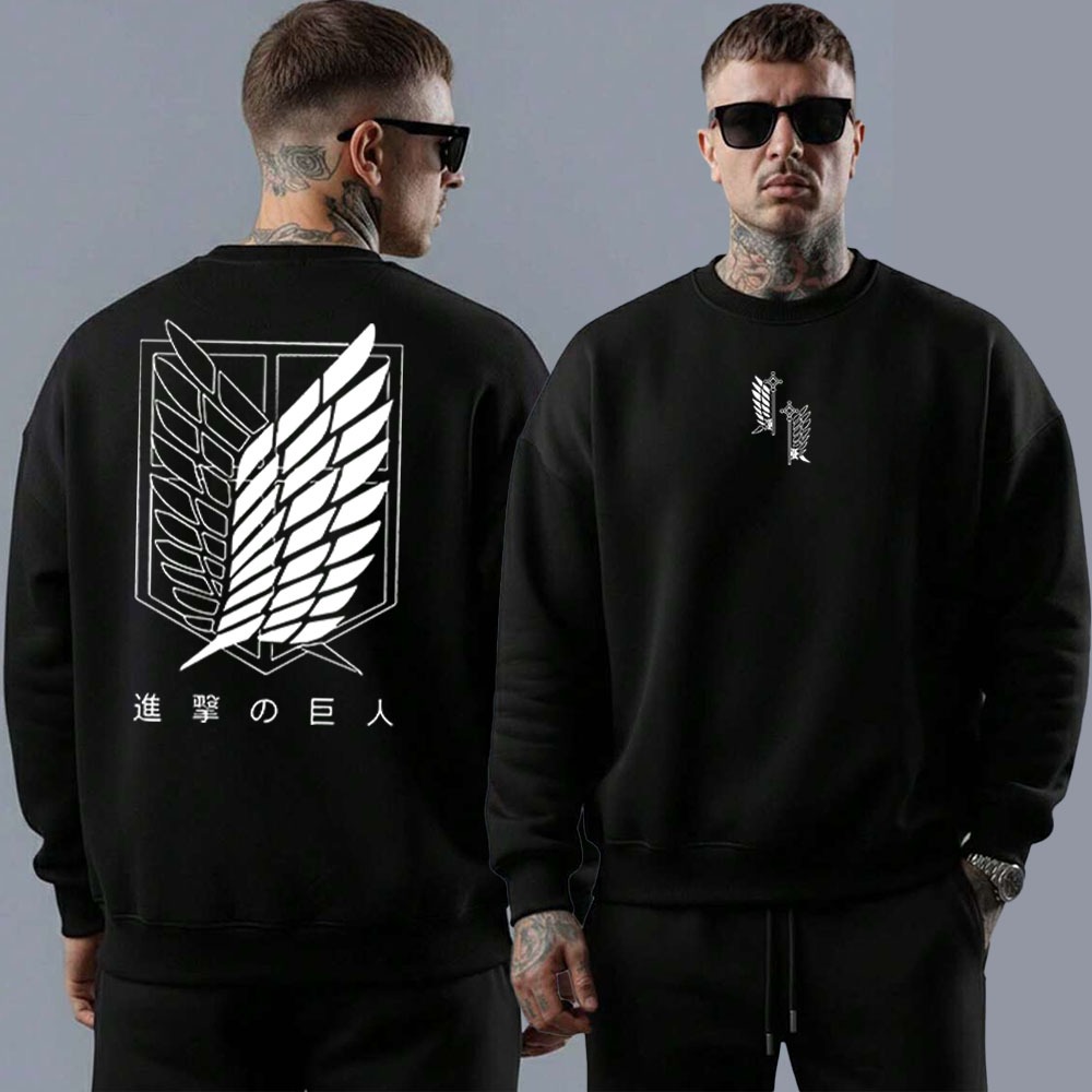 Moletom masculino gola careca blusa em algodão anime manga geek attack on tintan eren key estilosa