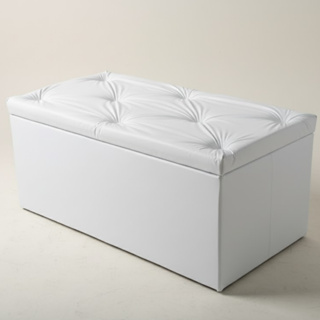 Puff Baú Organizador Corino Branco 90x40x48 Assento Quarto Sala em Oferta na Shopee