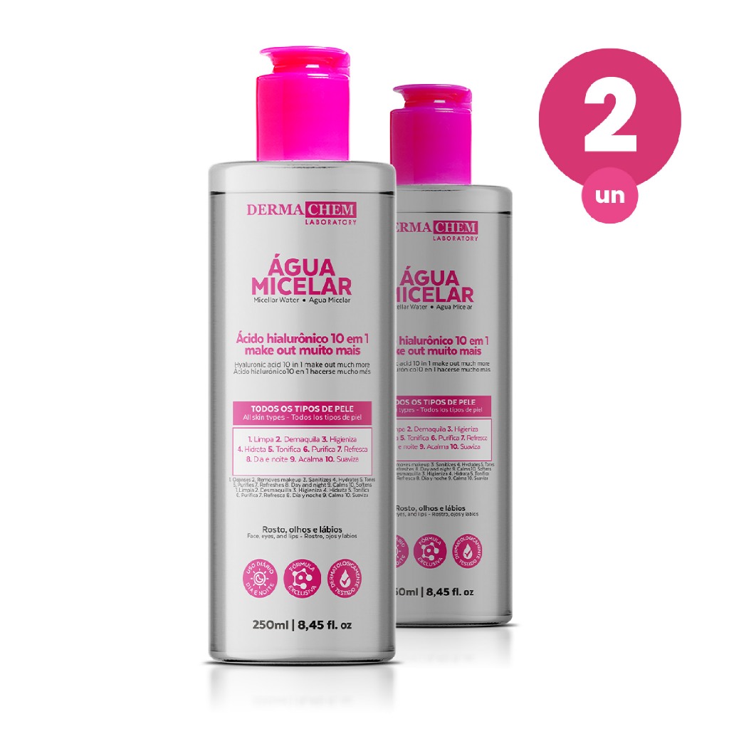 Kit 2 Água Micelar Ácido Hialurônico Make Out 250ml Dermachem