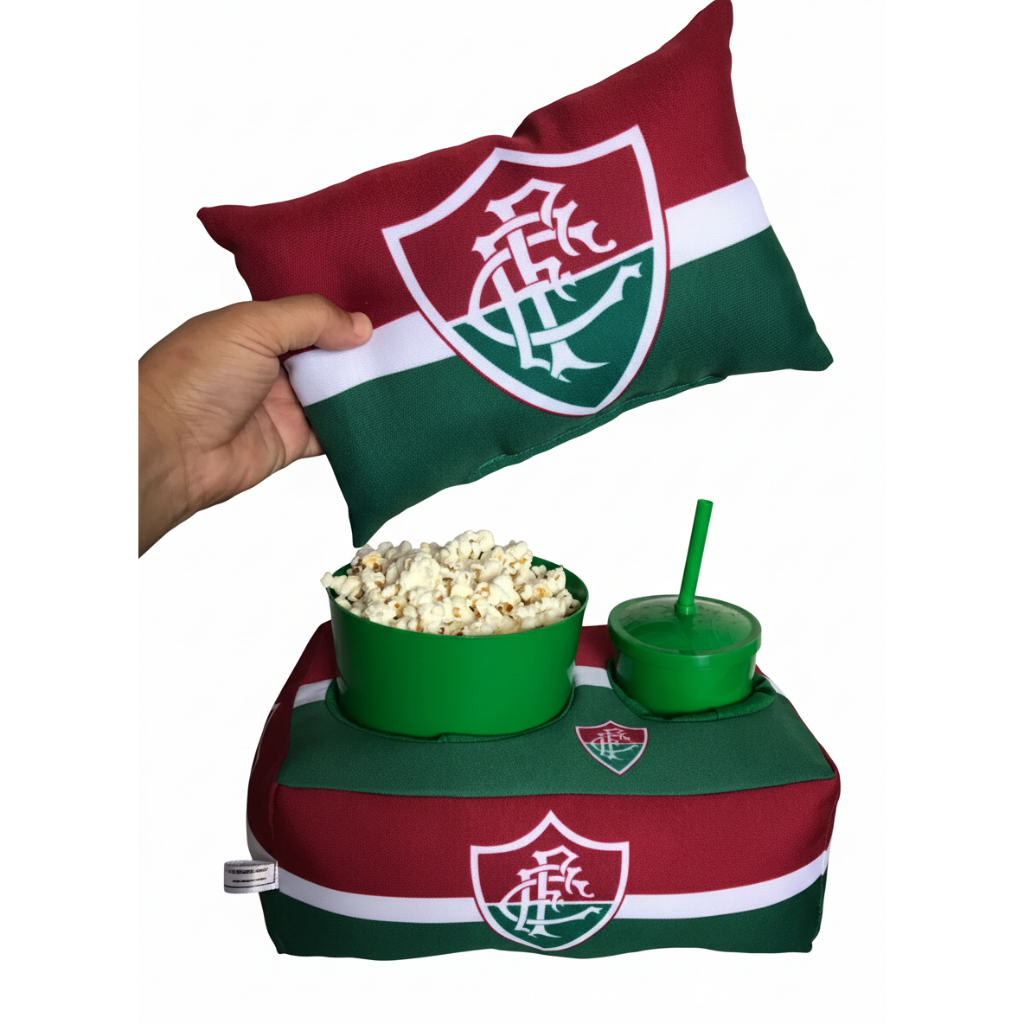 Kit Cinema Almofada Porta Pipoca + Mini Almofada decorativa Tema Time Fluminense