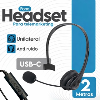 Kit Headset Headphone USB com Microfone Cancelamento de Ruído para Home Office - Aulas Online - Call Center em Oferta na Shopee