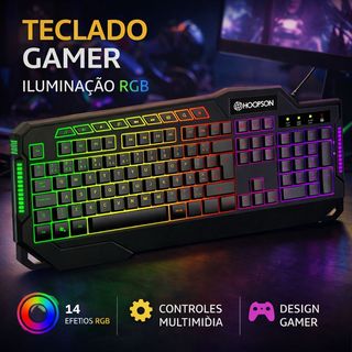 Teclado Gamer Semi Mecânico RGB Anti Ghosting com Iluminação LED Colorida para PC e Notebook