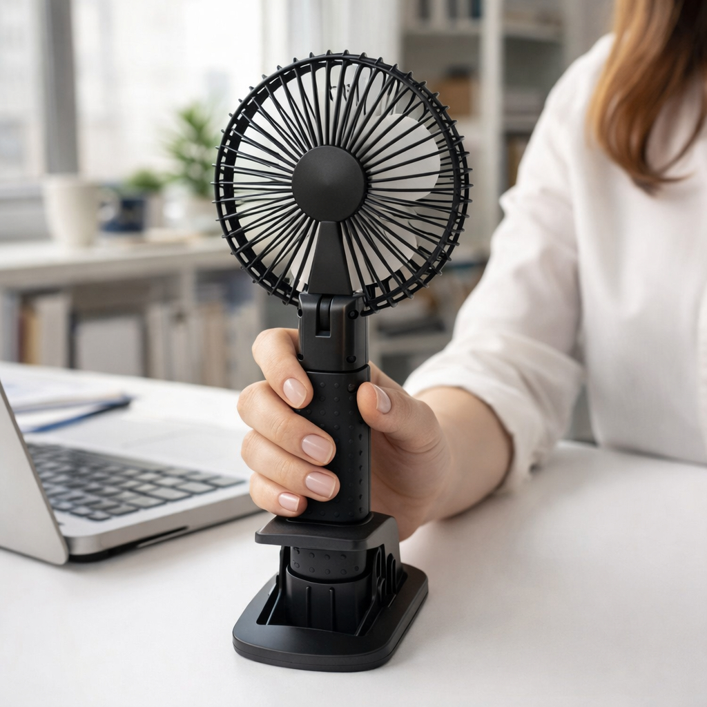 Ventilador Portátil Recarregável Mini Silencioso USB Preto Mesa Econômico