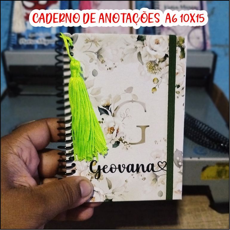 MINI CADERNO FLORAL A6 10X15 CAPA DURA ADICIONAMOS NOME (ANOTAÇÕES, RECADOS, CADERNO DE BOLSO)