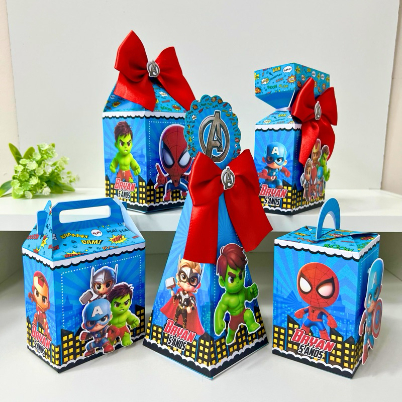 kit Festa-Vingadores Cute-Lembrancinhas Personalizadas-PEGUE E MONTE-Aniversário- Vingadores Baby- Caixinhas- Festa
