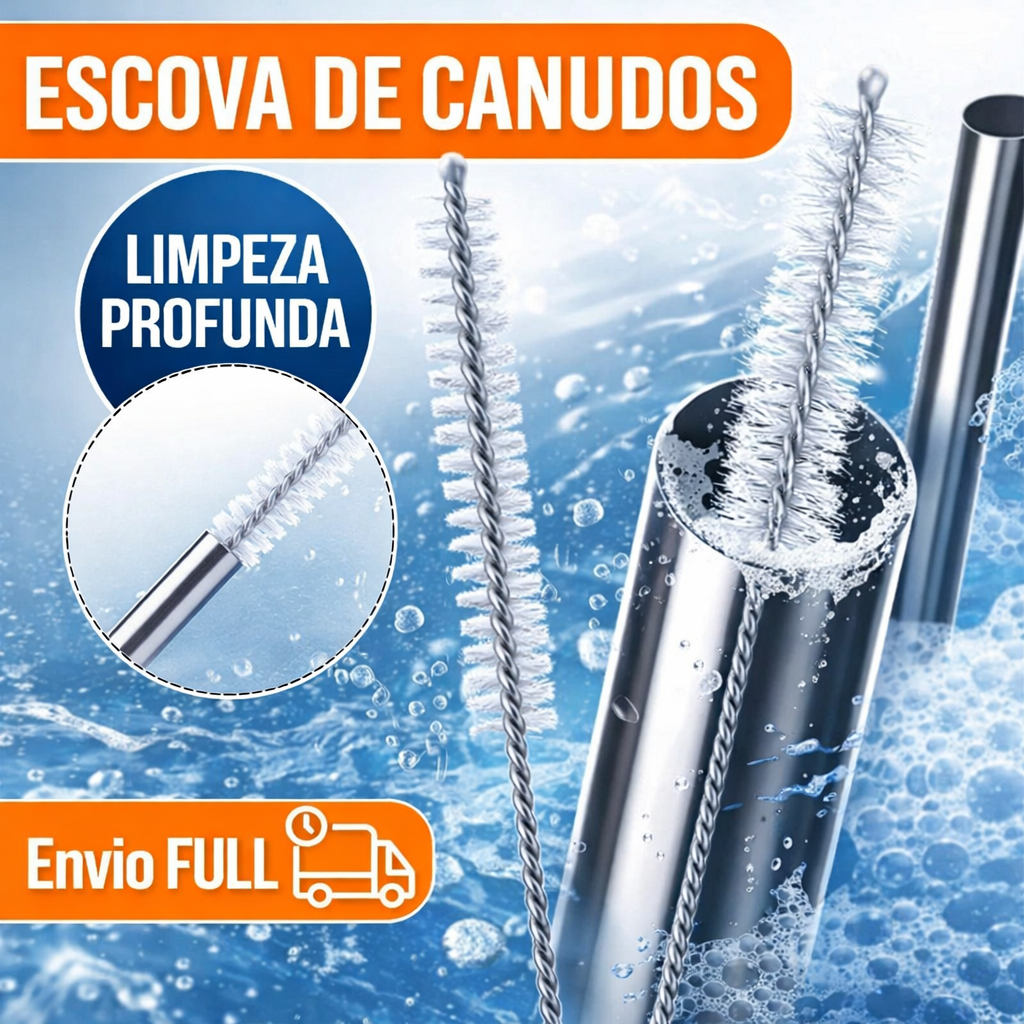 Kit Escova De Canudo Flexível Limpeza Canudo Inox Ecológico Escovinha Metal