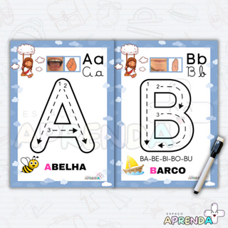 ALFABETO ESPECIAL COORDENAÇÃO MOTORA PLASTIFICADO - TEMA BÍBLICO (COM CANETA) em Oferta na Shopee