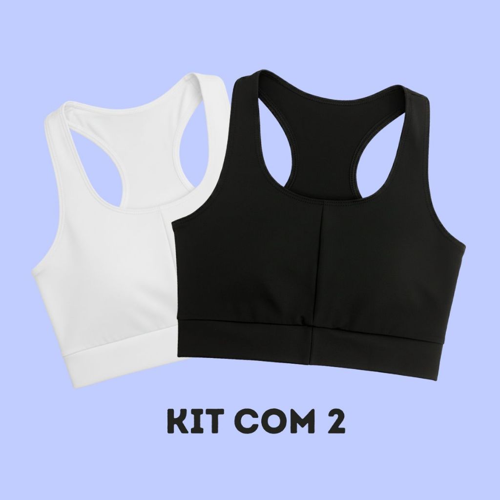 Kit 2 Top Academia Miusa Sport nadador Top Alta Sustentação Academia Treino Fitness Feminino