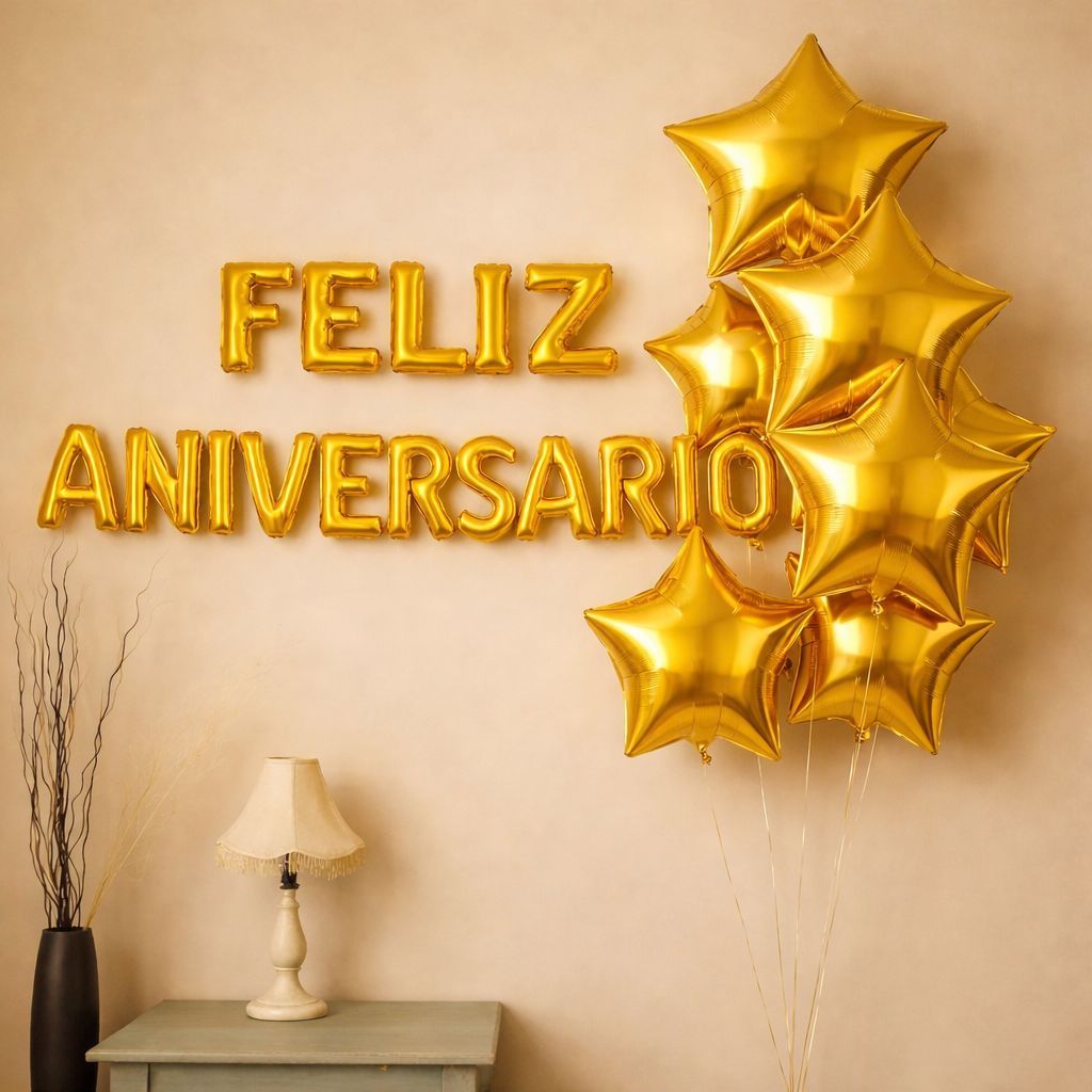 Kit Balão Feliz Aniversário + 5 Balões Estrela Metalizado em Oferta na Shopee