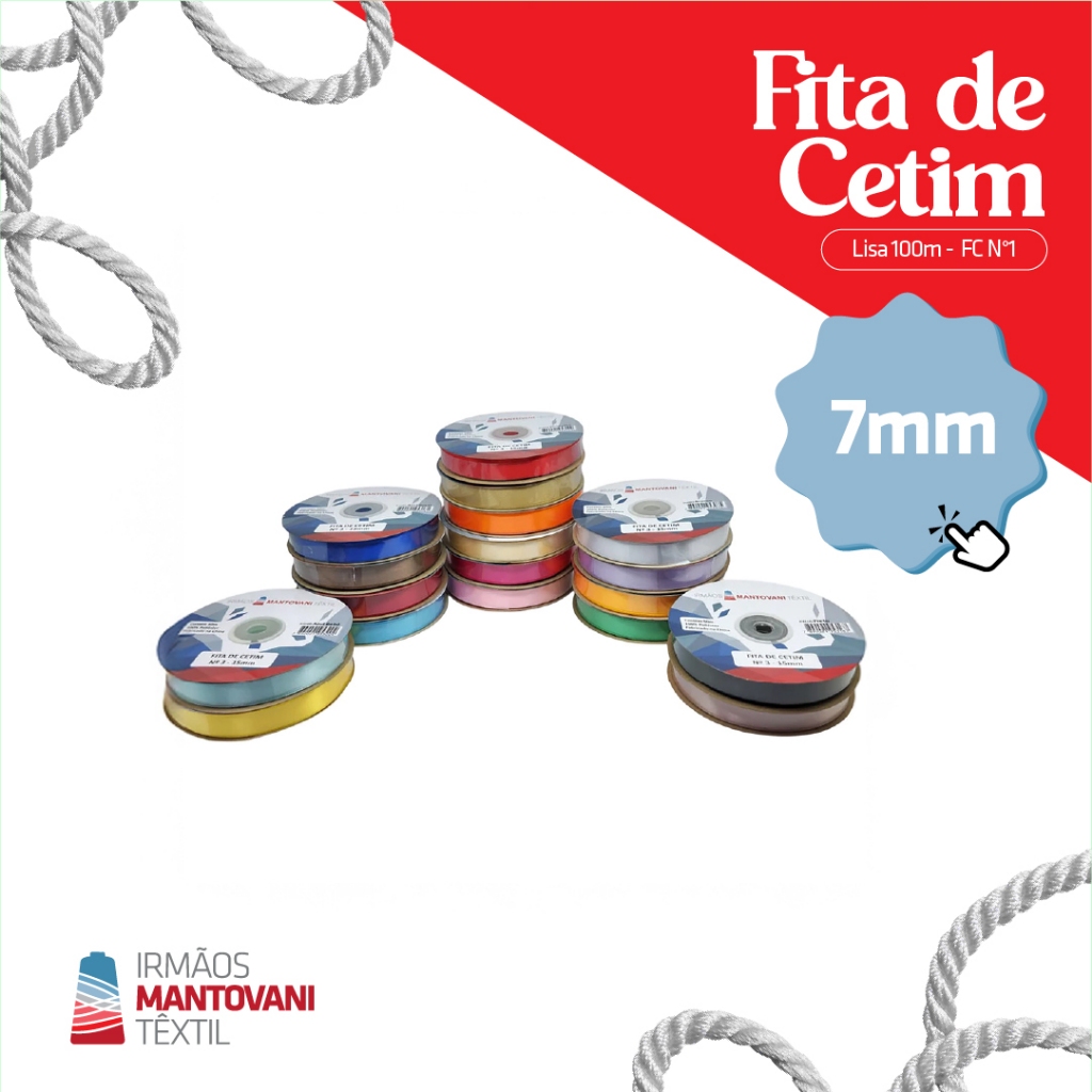 Fita de Cetim Lisa 100m FC N°1 - 7mm -  | Laços, Artesanato, Bordado, Costura Criativa em Oferta na Shopee