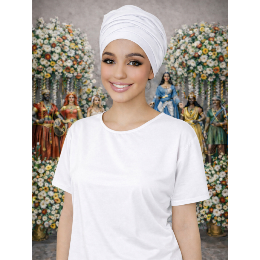 Pano de Cabeça Umbanda e Candomblé Ojá Reto com Renda Luxo 2.00M de Comprimento 35cm de Largura em Oferta na Shopee